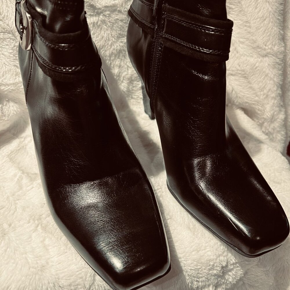 Franco Sarto Premium Plus Buckle Ankle Boot, Square Toe - 9.5